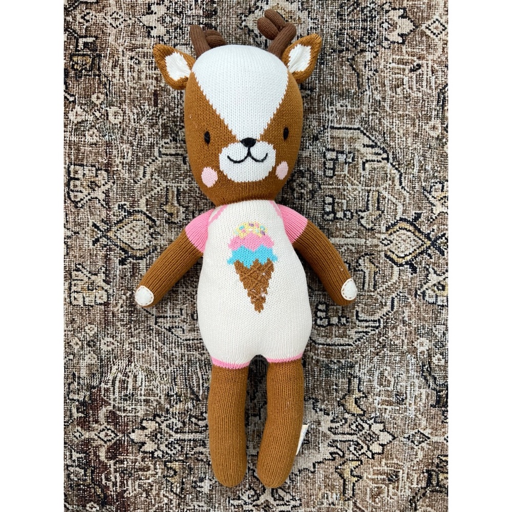 Adorable Brown and Pink Deer Plush Toy from cuddle + kind